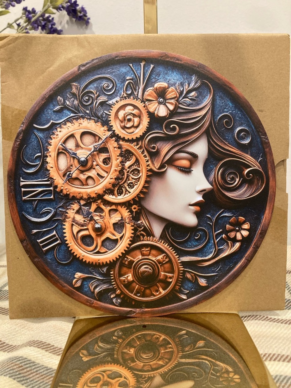 Steampunk Gear Lady Round Wall Metal Sign 👙